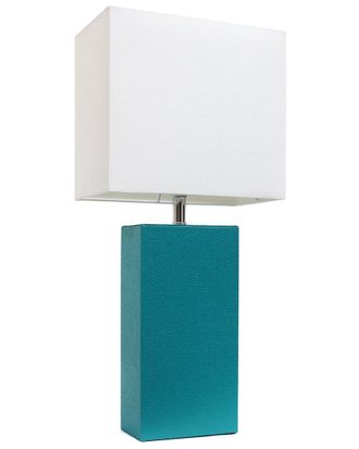 Lalia Home Modern Leather Table Lamp With White Fabric Shade