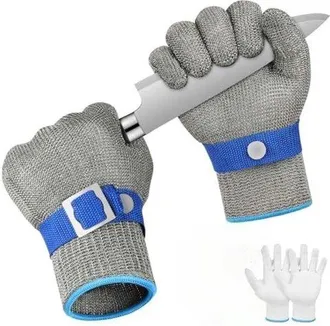 OEM Guantes Cortes Nivel 5, Par Guantes Cortes, Guantes Carnicero Cortes Color Gris Plateado, Met&aacute;licos Cortes Fabricados Acero Inoxidable 316l