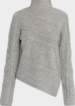 Staud Sidney Cable-Knit Turtleneck Sweater
