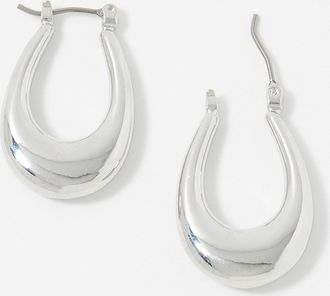 Simons Womens Shiny oval Hoop Earrings
