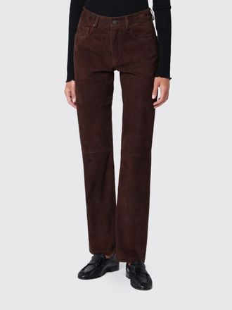 Arma Pantaloni straight in pelle ovina scamosciata a cinque tasche