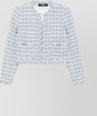 Versace tweed jacket with frayed edges and pockets