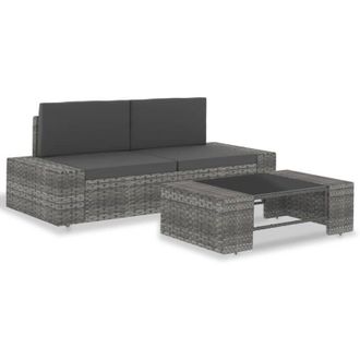 vidaXL Vidaxl - Set Divani da Giardino 3 pz in Polyrattan Grigio