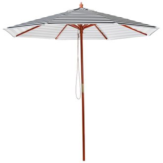 Beliani Beliani - Sombrilla De Jard&iacute;n Toldo A Rayas Blanco Y Negro Poste De Madera De Abedul 245 Cm Resistente A La Intemperie Ferentillo