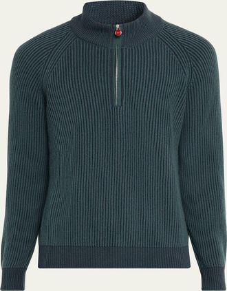 Kiton Mens Cashmere Vanise Half-Zip Sweater
