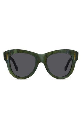 Loewe Anagram Round Sunglasses in Shiny Dark Green /Smoke at Nordstrom