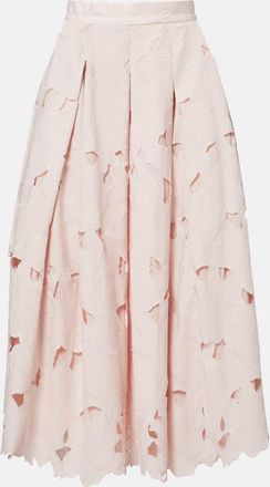 Erdem Cutout floral pleated midi skirt