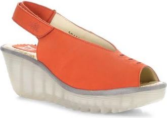 FLY London Yeay Peep Toe Sandal in Poppy Orange at Nordstrom, Size 10-10.5Us