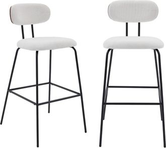 Sweeek Taburete de bar con tela repelente a agua y patas de metal negro, set