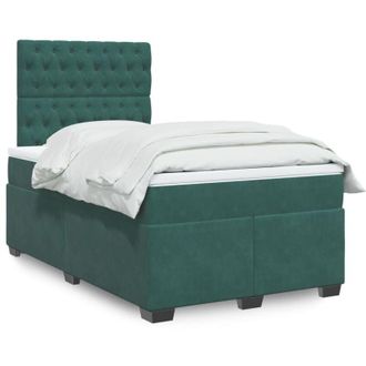 vidaXL Cama Box Spring Con Colch&oacute;n Terciopelo Verde Oscuro 120x200 Cm Vidaxl