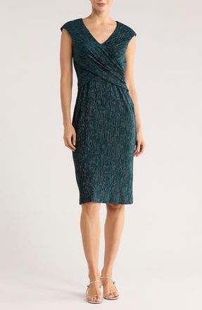 Connected Surplice V-Neck Cocktail Dress in Spruce at Nordstrom Rack, Size 14