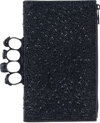 Alexander McQueen Knuckle Crystal Embellished Clutch in Black/Black at Nordstrom