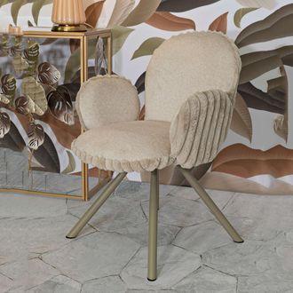Dmora Silla Zans, 2 Sillas, Acolchado, Estructura Color Crema, Blanco Crema