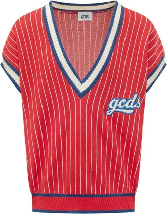 GCDS Red Sleeveless Sweaters
