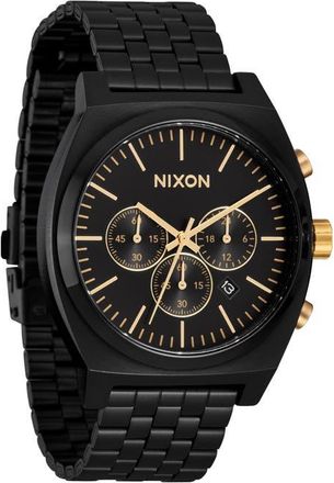 Nixon Time Teller Chronograph Bracelet Watch, 40mm in Black /Black /Gold at Nordstrom