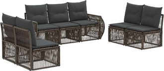 vidaXL Conjunto De Sof&aacute;s De Jard&iacute;n 7 Uds. Gris Y Gris Oscuro Vidaxl
