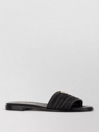 Prada raffia sliders open toe flat sole