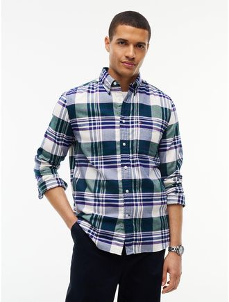 Tommy Hilfiger Mens Regular Fit Plaid Flannel Twill Shirt - Ornamental Green - XXL