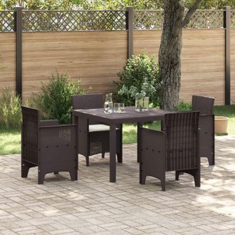 vidaXL Set da Pranzo per Giardino 5 pcs Marrone Rattan Polt - Vidaxl