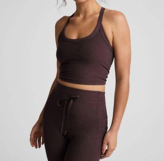 Beyond Yoga On The Up Crop Tank In Dark Chocolate