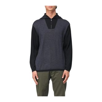 Emporio Armani V-neck Knitwear, male, Gray, Size: XL Quarter Zip Pullover