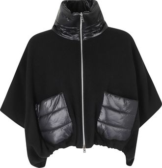 Herno Black Short Striped Quilted Wool-Blend Coat