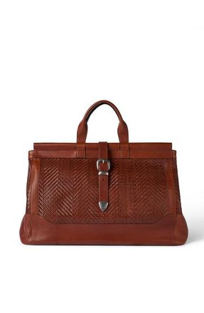 Brunello Cucinelli Braided leather and cowhide bag in Cognac at Nordstrom