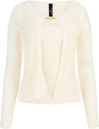 Marciano Emma Twin Set Sweater - Dames - Vesten - Wit - M - Tweed - Truien & Vesten