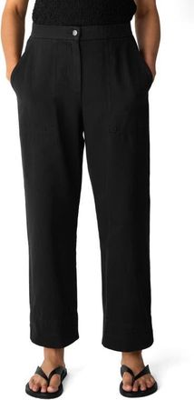 Eileen Fisher Organic Cotton Straight Ankle Pants in Black at Nordstrom, Size X-Small