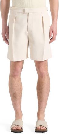 Mani&egrave;re De Voir Marin Twill Pleated Shorts in Cream at Nordstrom, Size 30