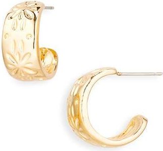 Cara Floral Hoop Earrings in Gold at Nordstrom Rack