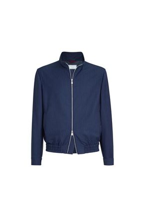Brunello Cucinelli Pinstripe fresco outerwear jacket in Blue at Nordstrom, Size 58 It