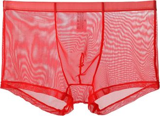 Generic Mens Sexy Underwear See Through Boxers | Mens Boxers Loose Fit Large Pouch Trunks Transparent Mesh Boxer Shorts Stretch Underwear Lightweight Solid Co