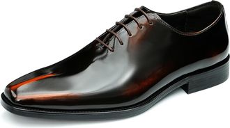 Generic Mens Business Formal Brogue Oxfords Office Leather Dress Shoes Low Top Lace Up City Shoes,Brown,6.5