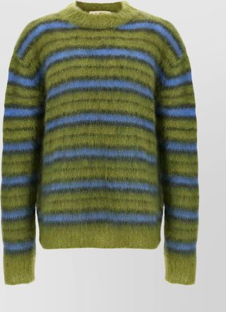 Marni crew neck fuzzy striped sweater