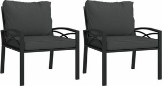 vidaXL Sillas De Jard&iacute;n 2 Uds Acero Con Cojines Gris 68x76x79 Cm Vidaxl