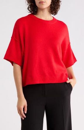 Halogen Exposed Seam Drop Shoulder Sweater in Bright Cherry at Nordstrom Rack, Size Small