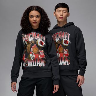 Nike Jordan Mens Jordan Flight Fleece Graphic Pullover Hoodie in Black | HJ4396-045