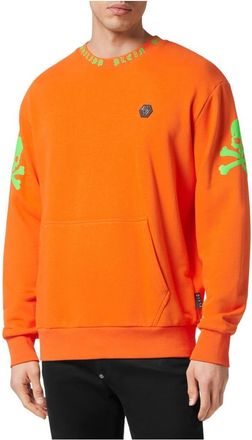 Philipp Plein Sweatshirt Skull&Bones - Heren - Sweatshirts - Oranje - 4XL - Katoen - Hoodies & sweatvesten