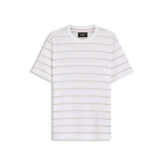 BOSS Cotton-linen T-shirt with horizontal stripe
