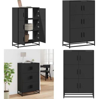 vidaXL Credenza Nera 68x35x106,5 cm Legno Multistrato Metallo - Credenza in legno multistrato - Credenza in metallo