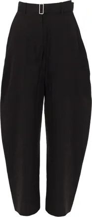 STUDIO NICHOLSON Neutrals High Waist Buckle Wide-Leg Pants