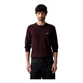 Lacoste Maglione Girocollo in Cotone - - Knitwear - Uomo - Marrone - M