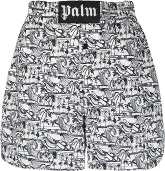 Palm Angels Waves-print boxer shorts - women - Polyester/Cotton - L - White
