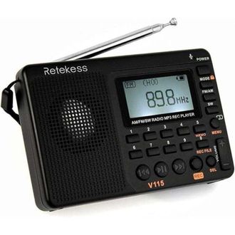 OEM Radio Port&aacute;til Recargable Negra - Escucha M&uacute;sica/noticias - Ba&ntilde;o/cocina - Tf/mp3/grabadora/despertador - Radio Dom&eacute;stica Crezuo-crezuo