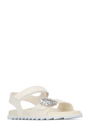Roger Vivier Womens Slidy Viv Strass Sandal Beige Nylon