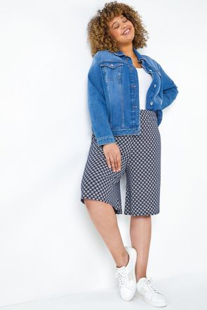 Roman Geometric Elastic Waist Stretch Shorts