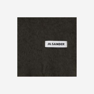 Jil Sander Womens Scarf Mohair-Blend Dark Green Scarfs