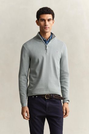 GANT Men Classic Cotton Half-Zip Sweater (XXXL) CERAMIC GREY