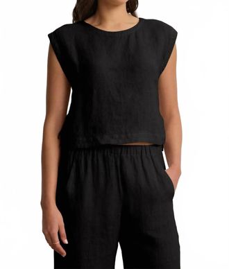 Velvet Linen Top In Black